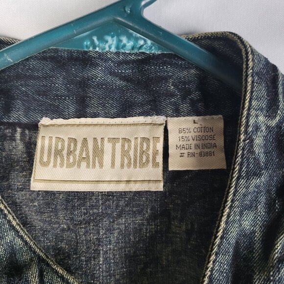 Vtg Urban Tribe Womens Denim Southwestern Cowgirl Vest Embroidered Detail Size L - Picture 2 of 3